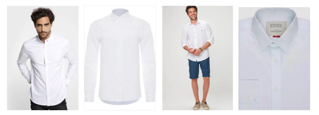 Foto para e-commerce: 4 estilos de camisas brancas